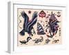 Eagles & Ships, Authentic Tattoo Flash by Norman Collins, aka, Sailor Jerry-null-Framed Art Print