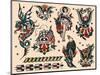 Eagles & Women, Authentic U.S. Navy Tattoo Flash by Norman Collins, aka, Sailor Jerry-null-Mounted Art Print