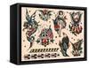 Eagles & Women, Authentic U.S. Navy Tattoo Flash by Norman Collins, aka, Sailor Jerry-null-Framed Stretched Canvas