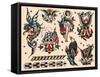 Eagles & Women, Authentic U.S. Navy Tattoo Flash by Norman Collins, aka, Sailor Jerry-null-Framed Stretched Canvas