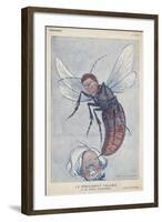 Eamonn De Valera Irish Statesman Depicted as a Wasp Stinging English Premier Lloyd George-Barrere-Framed Art Print