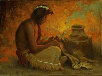 Indian Playing Flute-Eanger Irving Couse-Giclee Print