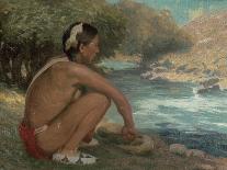 Indian Playing Flute-Eanger Irving Couse-Giclee Print