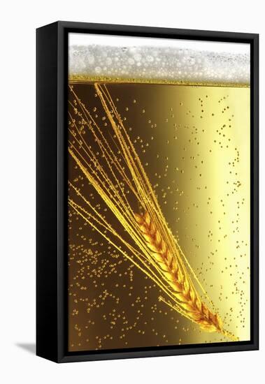 Ear of Barley in Beer (Close-Up)-Bodo A^ Schieren-Framed Stretched Canvas