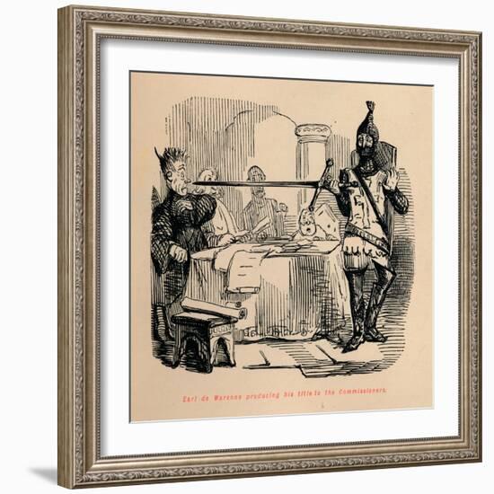 'Earl de Warenne producing his title to the Commissioners', c1860, (c1860)-John Leech-Framed Giclee Print