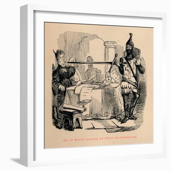'Earl de Warenne producing his title to the Commissioners', c1860, (c1860)-John Leech-Framed Giclee Print