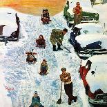 "Sledding and Digging Out," Saturday Evening Post Cover, January 28, 1961-Earl Mayan-Giclee Print