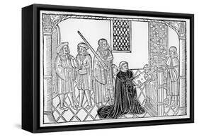 Earl Rivers Presents His Book to Edward Iv (Woodcut)-English-Framed Stretched Canvas