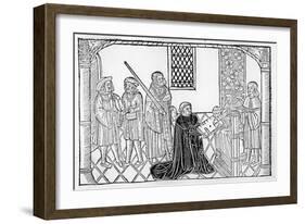 Earl Rivers Presents His Book to Edward Iv (Woodcut)-English-Framed Giclee Print