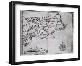 Early 17th-Century Map of the North American Coast from Cape Cod to Newfoundland-null-Framed Giclee Print