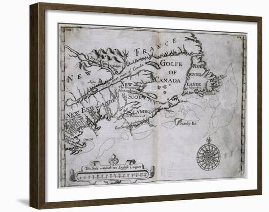 Early 17th-Century Map of the North American Coast from Cape Cod to Newfoundland-null-Framed Giclee Print