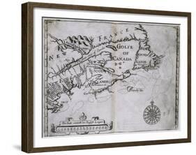 Early 17th-Century Map of the North American Coast from Cape Cod to Newfoundland-null-Framed Giclee Print