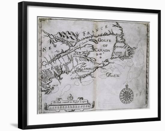 Early 17th-Century Map of the North American Coast from Cape Cod to Newfoundland-null-Framed Giclee Print