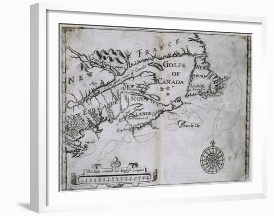 Early 17th-Century Map of the North American Coast from Cape Cod to Newfoundland-null-Framed Giclee Print