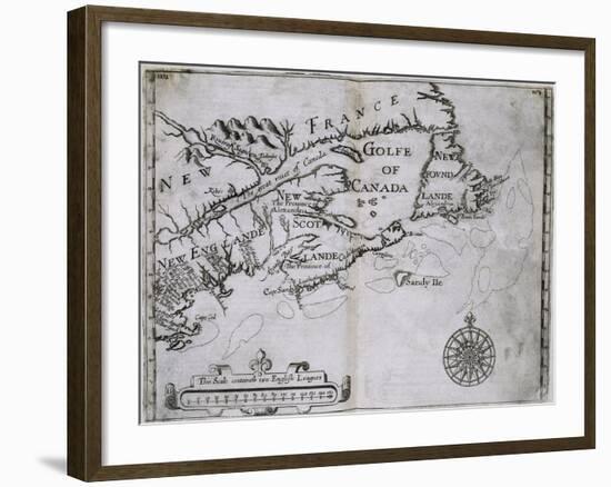 Early 17th-Century Map of the North American Coast from Cape Cod to Newfoundland-null-Framed Giclee Print