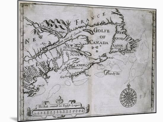 Early 17th-Century Map of the North American Coast from Cape Cod to Newfoundland-null-Mounted Giclee Print