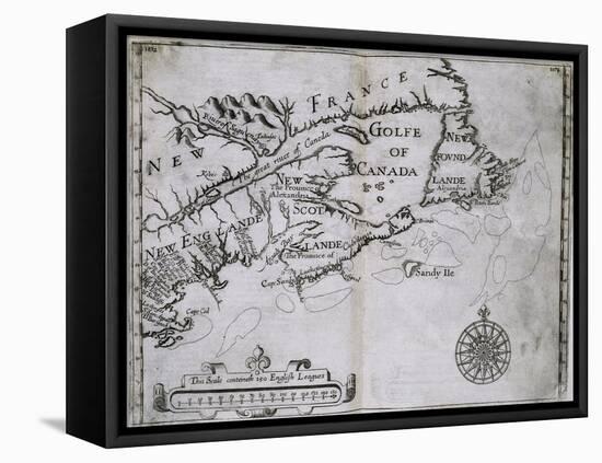 Early 17th-Century Map of the North American Coast from Cape Cod to Newfoundland-null-Framed Stretched Canvas