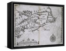 Early 17th-Century Map of the North American Coast from Cape Cod to Newfoundland-null-Framed Stretched Canvas