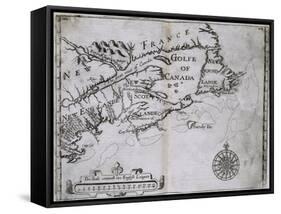 Early 17th-Century Map of the North American Coast from Cape Cod to Newfoundland-null-Framed Stretched Canvas