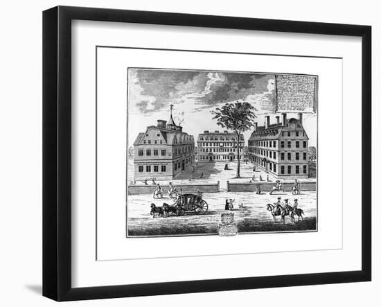 Early 18th-Century View of Harvard College-null-Framed Premium Giclee Print