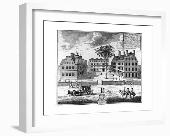 Early 18th-Century View of Harvard College-null-Framed Giclee Print