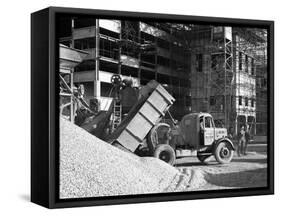 Early 1950S Bedford M Tipper Delivering Aggregates to a Building Site, South Yorkshire, July 1954-Michael Walters-Framed Stretched Canvas