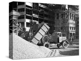Early 1950S Bedford M Tipper Delivering Aggregates to a Building Site, South Yorkshire, July 1954-Michael Walters-Stretched Canvas