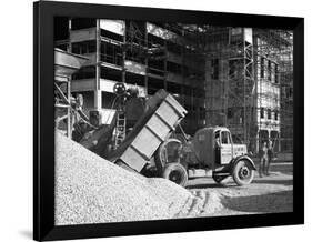 Early 1950S Bedford M Tipper Delivering Aggregates to a Building Site, South Yorkshire, July 1954-Michael Walters-Framed Premium Photographic Print