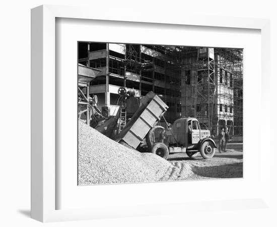 Early 1950S Bedford M Tipper Delivering Aggregates to a Building Site, South Yorkshire, July 1954-Michael Walters-Framed Photographic Print