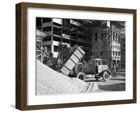 Early 1950S Bedford M Tipper Delivering Aggregates to a Building Site, South Yorkshire, July 1954-Michael Walters-Framed Photographic Print