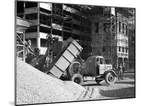 Early 1950S Bedford M Tipper Delivering Aggregates to a Building Site, South Yorkshire, July 1954-Michael Walters-Mounted Photographic Print