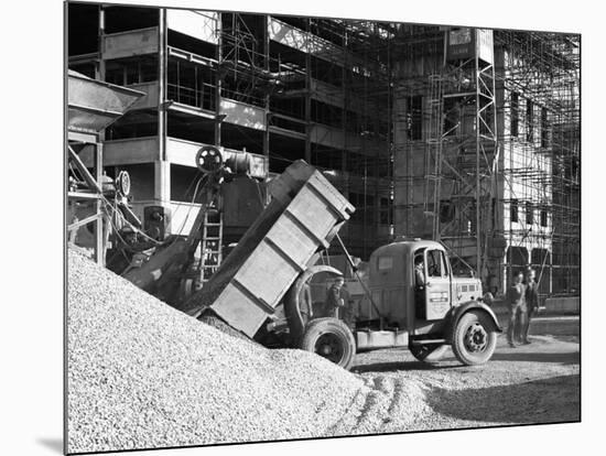 Early 1950S Bedford M Tipper Delivering Aggregates to a Building Site, South Yorkshire, July 1954-Michael Walters-Mounted Photographic Print