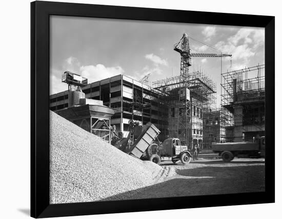 Early 1950S Bedford M Tipper Delivering Aggregates to a Building Site, South Yorkshire, July 1954-Michael Walters-Framed Photographic Print