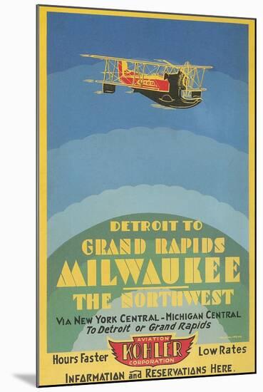Early Ad for Midwestern Air Travel-null-Mounted Art Print