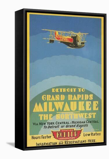 Early Ad for Midwestern Air Travel-null-Framed Stretched Canvas