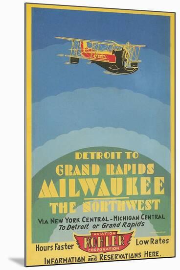 Early Ad for Midwestern Air Travel-null-Mounted Art Print