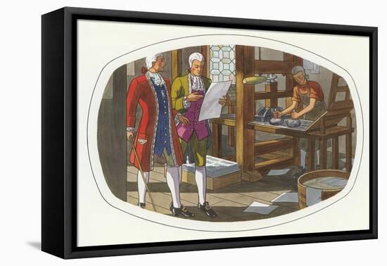 Early American Printing Press-null-Framed Stretched Canvas