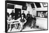 Early American Soldiers Relaxing at Canteen at Fort Keogh-null-Framed Stretched Canvas