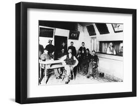 Early American Soldiers Relaxing at Canteen at Fort Keogh-null-Framed Photographic Print