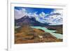 Early Autumn in Patagonia. National Park Torres Del Paine. on the Yellowed Grass Stands Guanaco - L-kavram-Framed Photographic Print