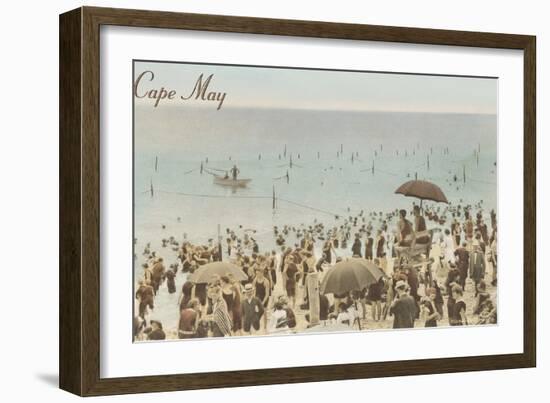 Early Beach Scene, Cape May, New Jersey-null-Framed Art Print