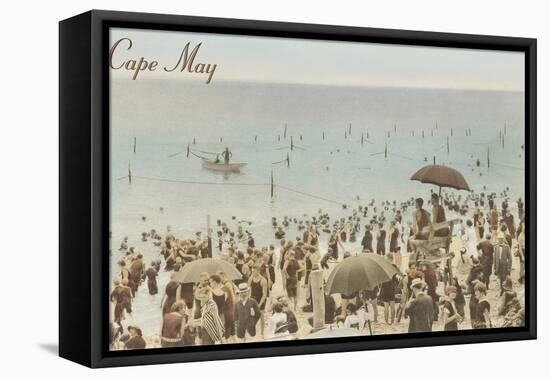 Early Beach Scene, Cape May, New Jersey-null-Framed Stretched Canvas