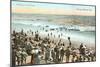 Early Beach Scene, Newport Beach-null-Mounted Art Print