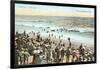 Early Beach Scene, Newport Beach-null-Framed Art Print