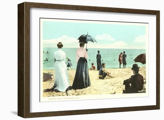 Early Beach Scene, Palm Beach, Florida-null-Framed Art Print