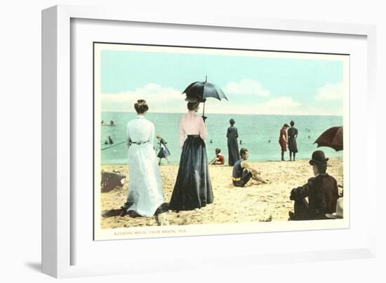 Early Beach Scene, Palm Beach, Florida-null-Framed Art Print