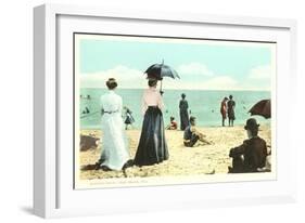 Early Beach Scene, Palm Beach, Florida-null-Framed Art Print