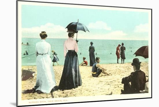 Early Beach Scene, Palm Beach, Florida-null-Mounted Art Print