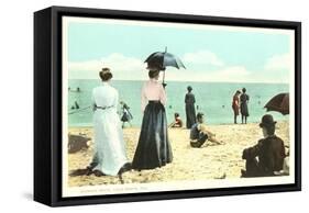 Early Beach Scene, Palm Beach, Florida-null-Framed Stretched Canvas