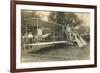 Early Biplane, Pilot and Crowd-null-Framed Premium Giclee Print